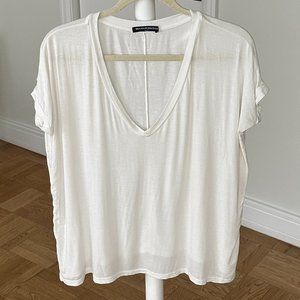 White Brandy Melville V-Neck T-Shirt